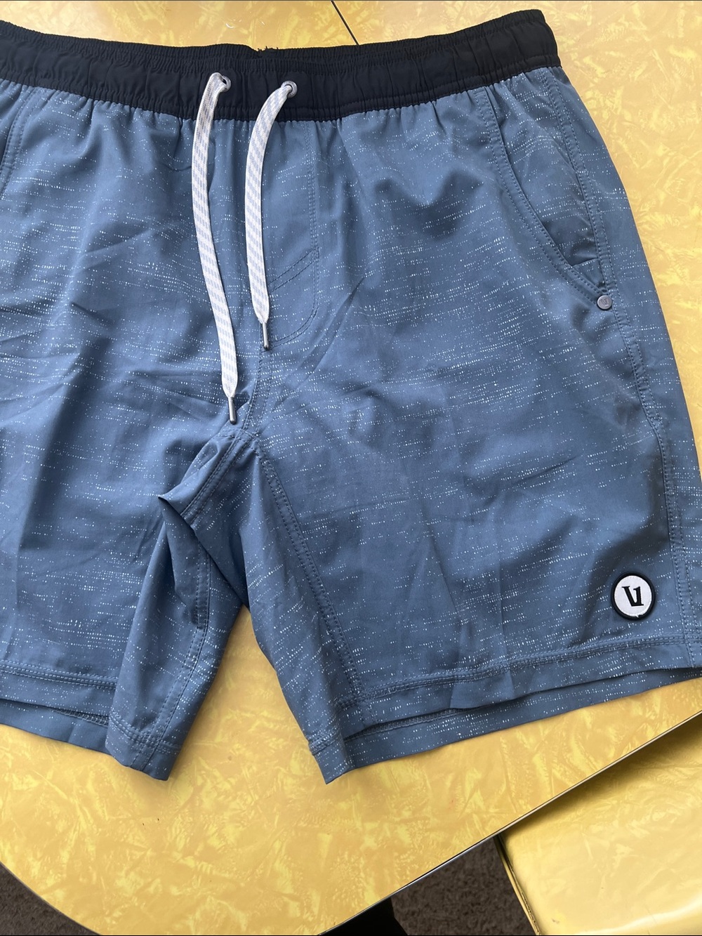 Vuori Blue Athletic Shorts with Black Waistband